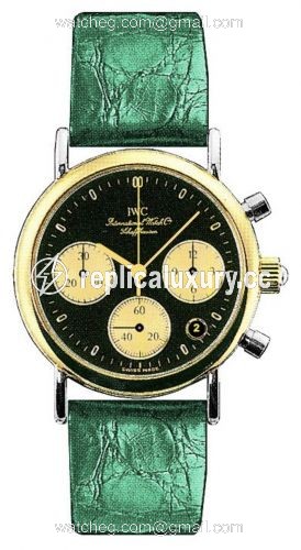 IWC Portofino Lady Chronograph MecaQuartz Stainless Steel / Yellow Gold / Black / Alligator IW3730-17