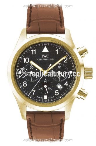 IWC Pilot's Watch Chronograph Mecaquartz Yellow Gold / Black / Strap IW3741-03