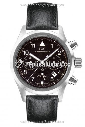 IWC Pilot's Watch Chronograph Mecaquartz Stainless Steel / Black / Strap IW3741-06