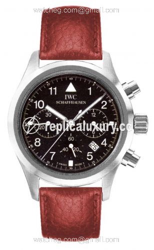 IWC Pilot's Watch Chronograph Mecaquartz Stainless Steel / Black / Strap IW3741-07