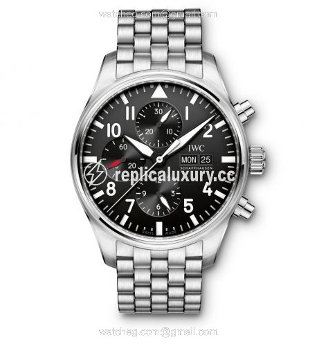 IWC Pilot's Watch Chronograph Stainless Steel / Black / Bracelet IW3777-10