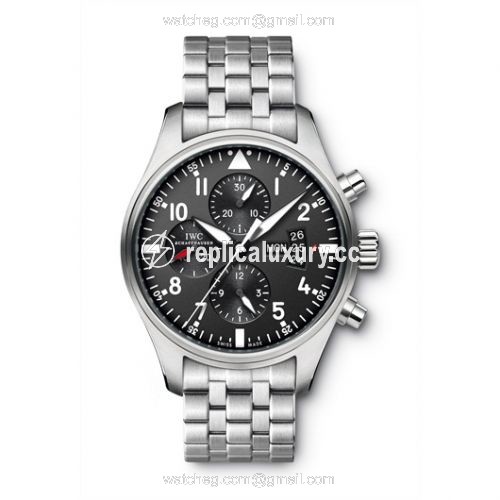 IWC Pilot's Watch Chronograph Stainless Steel / Black / Bracelet IW3777-04