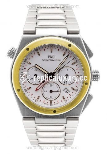 IWC Ingenieur Mecaquartz Chronograph Alarm Stainless Steel / Yellow Gold / White / Bracelet IW3805-04
