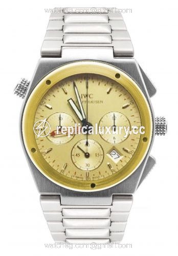 IWC Ingenieur Mecaquartz Chronograph Alarm Stainless Steel / Yellow Gold / Champagne / Bracelet IW3805-05