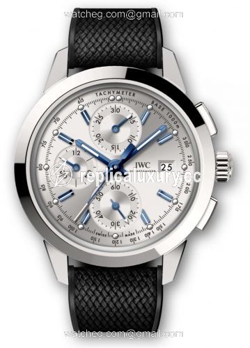 IWC Ingenieur Chronograph Custom Stainless Steel / Silver-Blue / Rubber IW3808-AR