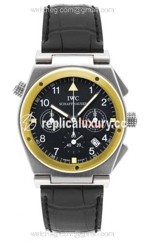 IWC Ingenieur Mecaquartz Chronograph Alarm Stainless Steel / Yellow Gold / Black / Strap IW3815-02