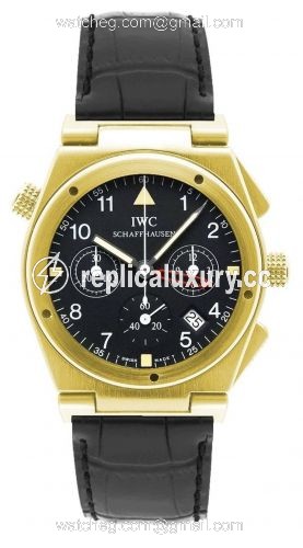 IWC Ingenieur Mecaquartz Chronograph Alarm Yellow Gold / Black / Strap IW3815-06