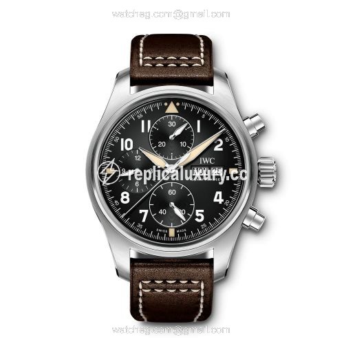 IWC Pilot's Watch Chronograph Spitfire Stainless Steel / Black / Calf IW3879-03