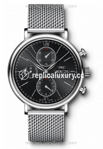 IWC Portofino Chronograph Stainless Steel / Black / Milanese IW3910-33
