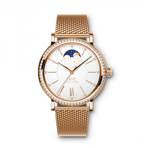 IWC Portofino Automatic Moon Phase 37 Red Gold / Diamond / Silver / Bracelet IW4590-10