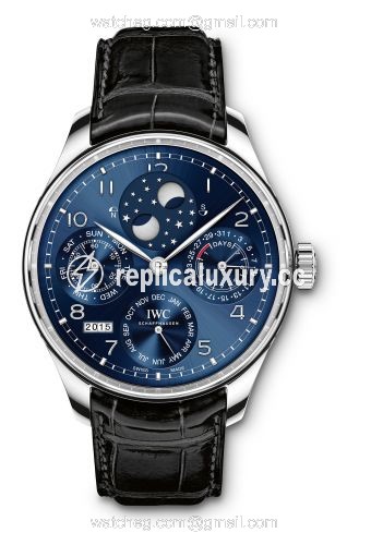 IWC Portugieser Perpetual Calendar Double Moon White Gold / Blue IW5034-01
