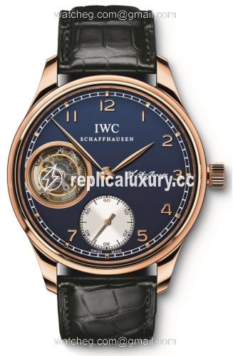 IWC Portugieser Tourbillon Hand-Wound F.A. Jones Rose Gold / Blue IW5447-02