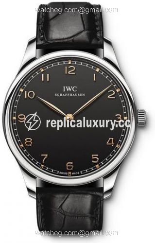 IWC Portugieser Hand-Wound Pure Classic Stainless Steel / Black IW5703-02