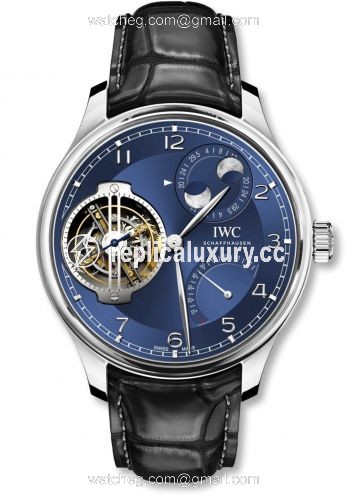 IWC Portugieser Constant-Force Tourbillon Double Moon Platinum / Blue IW5901-03