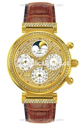 IWC Da Vinci Perpetual Yellow Gold / Diamond / Paved / German IW8153-05
