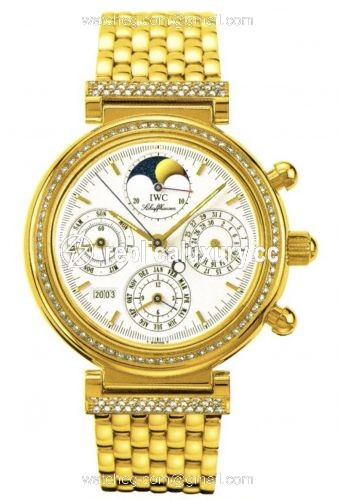 IWC Da Vinci Perpetual Yellow Gold / Diamond / White / French / Bracelet IW9253-04