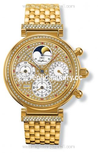 IWC Da Vinci Perpetual Yellow Gold / Diamond / Paved / German / Bracelet IW9253-06