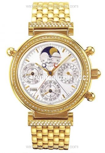 IWC Da Vinci Perpetual Rattrapante Yellow Gold / Diamond / Silver / French / Bracelet IW9255-04