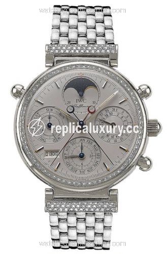 IWC Da Vinci Perpetual Rattrapante Platinum / Diamond / Silver / English / Bracelet IW9255-11