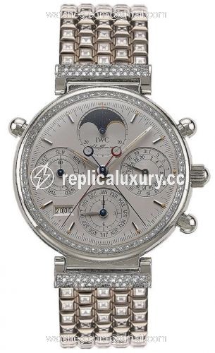 IWC Da Vinci Perpetual Rattrapante Platinum / Diamond / Silver / English / Bracelet IW9257-03
