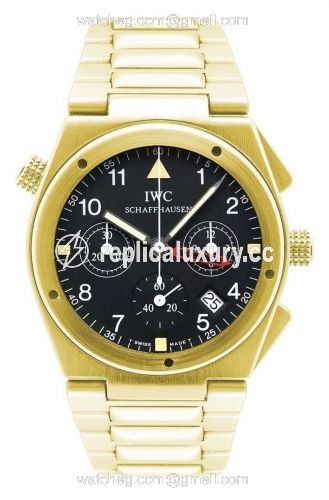 IWC Ingenieur Mecaquartz Chronograph Alarm Yellow Gold / Black / Bracelet IW9515-01