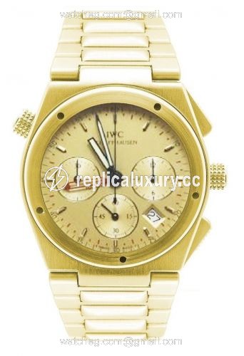 IWC Ingenieur Mecaquartz Chronograph Alarm Yellow Gold / Champagne / Bracelet IW9515-03