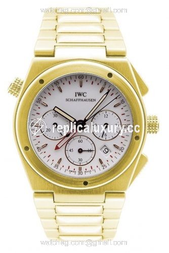 IWC Ingenieur Mecaquartz Chronograph Alarm Yellow Gold / White / Bracelet IW9515-02