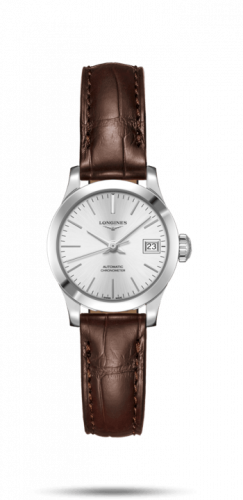 Longines Record 26mm Stainless Steel / Silver / Alligator L2.320.4.72.2