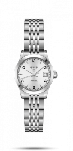 Longines Record 26mm Stainless Steel / Silver-Arabic / Bracelet L2.320.4.76.6