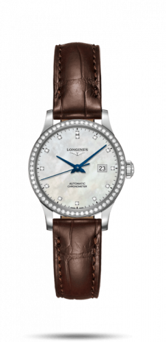 Longines Record 30mm Stainless Steel / Diamond / MOP-Diamond / Bracelet L2.321.0.87.2