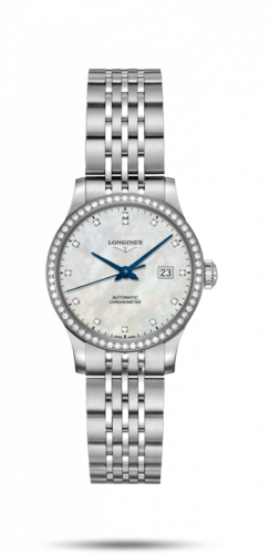 Longines Record 30mm Stainless Steel / Diamond / MOP-Diamond / Bracelet L2.321.0.87.6