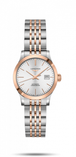 Longines Record 30mm Stainless Steel / Pink Gold / Silver / Bracelet L2.321.5.72.7