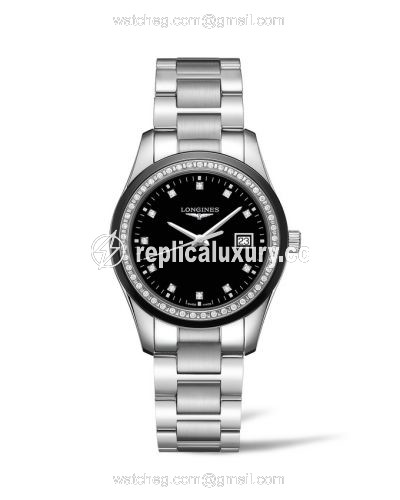 Longines Conquest Classic Quartz 34 Stainless Steel / Ceramic / Diamond / Black L2.387.0.57.6