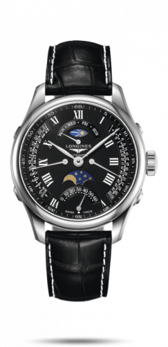 Longines Master Collection 41 Retrograde Moonphase Stainless Steel / Black Roman / Alligator XL L2.738.4.51.8