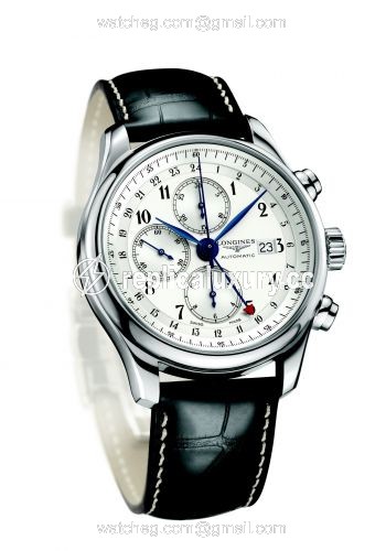Longines Master Collection 44 Chronograph Stainless Steel / Silver-Arabic / Alligator / 100th anniversary of the Republic of Portugal L2.740.4.73.3