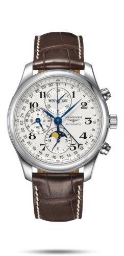 Longines Master Collection 42 Chronograph Calendar Stainless Steel / Silver-Arabic / Alligator XL L2.773.4.78.5