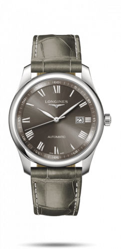 Longines Master Collection 40 Date Stainless Steel / Grey Roman / Alligator XL L2.793.4.71.5