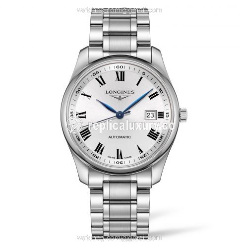 Longines Master Collection 40 Date Stainless Steel / Silver-Roman / Alligator / DFS L2.793.4.96.6