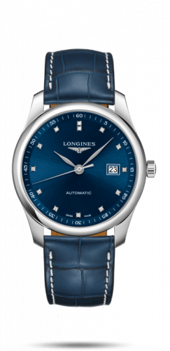 Longines Master Collection 40 Date Stainless Steel / Blue-Diamond / Alligator L2.793.4.97.0