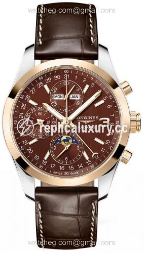 Longines Conquest Classic Moonphase Stainless Steel / Pink Gold / Chocolate / Triple Crown Collection L2.798.5.62.3