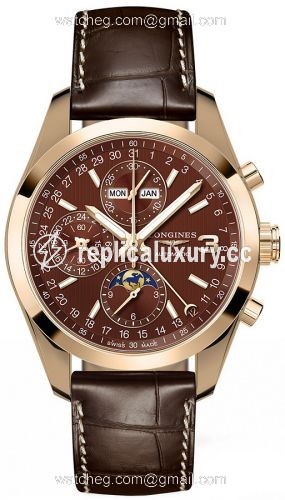 Longines Conquest Classic Moonphase Pink Gold / Chocolate / Triple Crown Collection L2.798.8.62.3