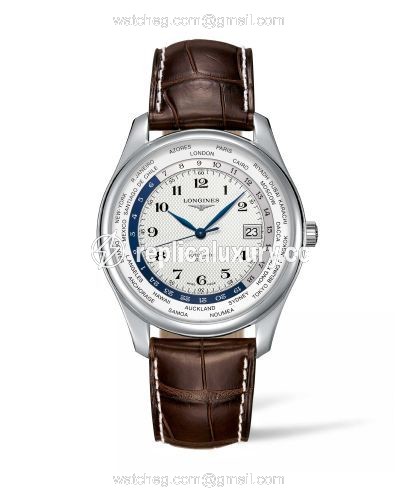 Longines Master Collection 42 World Time Stainless Steel / Silver-Arabic / Alligatro XL L2.802.4.70.5