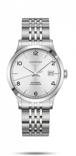 Longines Record 38.5mm Stainless Steel / Silver-Arabic / Bracelet L2.820.4.76.6