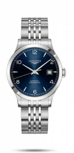Longines Record 38.5mm Stainless Steel / Blue-Arabic / Bracelet L2.820.4.96.6