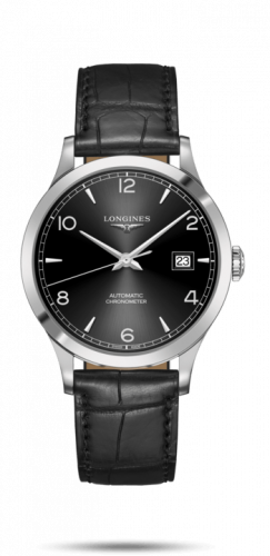 Longines Record 40mm Stainless Steel / Black-Arabic / Alligator L2.821.4.56.2