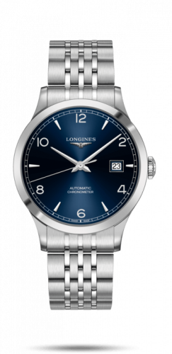 Longines Record 40mm Stainless Steel / Blue-Arabic / Bracelet L2.821.4.96.6