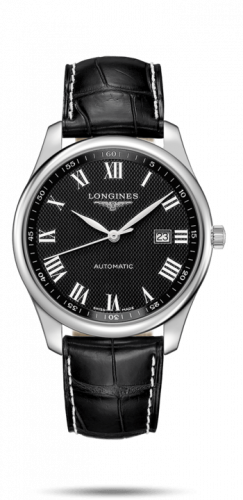Longines Master Collection 42 Date Stainless Steel / Black-Roman / Alligator XL L2.893.4.51.8