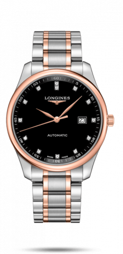 Longines Master Collection 42 Date Stainless Steel / Pink Gold / Black-Diamond / Bracelet L2.893.5.57.7