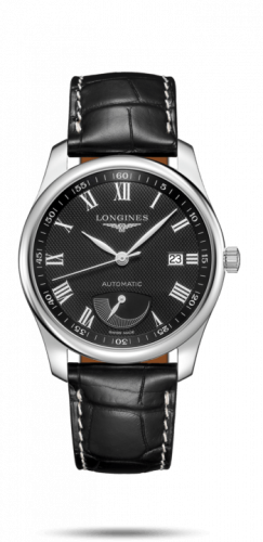Longines Master Collection 40mm Power Reserve Stainless Steel / Black-Roman / Alligator XL L2.908.4.51.8