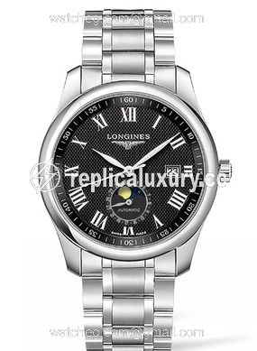 Longines Master Collection 40 Moonphase Stainless Steel / Black-Roman / Bracelet L2.909.4.51.6